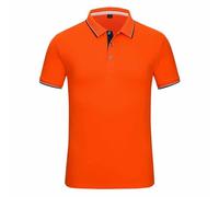 Polo de golf uni à manches courtes pour femme - Col à revers - Séchage rapide - Léger et confortable - Évacuation de l'humidité - 3 boutons, Orange 1, L