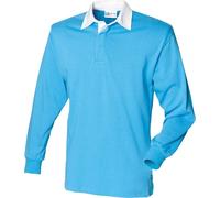 Polo de rugby classique à manches longues Front Row PC2106 (XL) (Sea Blue/White)