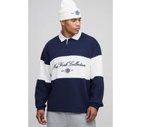 Polo de rugby oversize à broderie New York homme - bleu - M, bleu