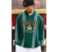 Polo de rugby oversize rayé à écussons homme - vert - S, vert