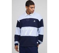 Polo de rugby oversize rayé homme - bleu - S, bleu