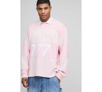 Polo de rugby oversize rayé homme - rose - L, rose