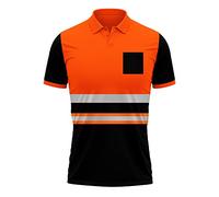 Polo de sécurité haute visibilité à manches courtes pour homme, tendance, à 2 tons contrastés, taille S-2XL, Orange et noir., M