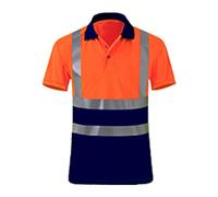 Polo de sécurité pour homme - T-shirt d'avertissement en coton - T-shirt de protection d'avertissement pour homme - Orange - Veste de travail imperméable - Veste d'avertissement confortable et légère