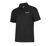 Polo de sécurité Un lothing Noir | Texte de sécurité brodé | Vêtement de travail unisexe à manches courtes | Uniforme pour le personnel d’accueil | Du XS au 8XL, Noir , 5XL