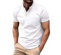 Polo de sortie pour homme 2025 amincissant pour la course à pied, l'été, hauts décontractés, T-shirts à col montant, amples et mignons, avec poche, blanc, XXL