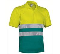 Polo De Travail - Homme - Ref Build - Jaune Fluo Et Vert Amazone