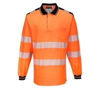 Polo de travail manches longues haute visibilité Portwest PW3 - Orange / Noir XXXXL