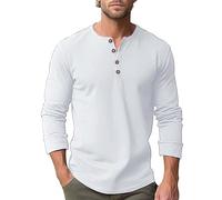 Polo de travail pour homme à manches longues - Coupe ajustée - Style décontracté - Classique - Extensible - Ample - Avec patte de boutonnage - Sans col - Pour course à pied, entraînement, randonnée