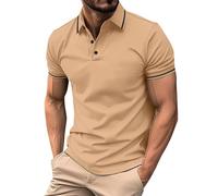 Polo de vacances à col Henley pour homme - Protection UV - Maille respirante - Pour la plage et la natation, jaune, 5XL