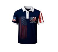 Polo décontracté à manches courtes pour homme avec imprimé patriotique commémoratif du drapeau américain. Confection respirante et confortable pour un usage quotidien