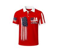 Polo décontracté à manches courtes pour homme avec imprimé patriotique commémoratif du drapeau américain. Confection respirante et confortable pour un usage quotidien