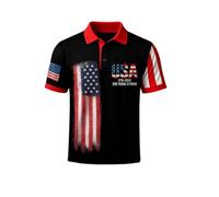 Polo décontracté à manches courtes pour homme avec imprimé patriotique commémoratif du drapeau américain. Confection respirante et confortable pour un usage quotidien