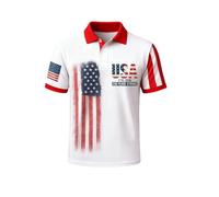 Polo décontracté à manches courtes pour homme avec imprimé patriotique commémoratif du drapeau américain. Confection respirante et confortable pour un usage quotidien