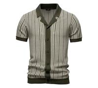 Polo décontracté pour homme - Style vacances - Manches courtes - Po Lo - Haut, Vert armée., XXL