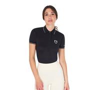 Polo d'équitation de concours coupe slim femme Equestro Noir XS