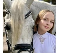Polo d'équitation de concours fille Cavalliera Crystal Drop Blanc 6/7 ans