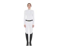 Polo d'équitation de concours manches longues femme Equestro Blanc M