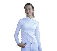 Polo d'équitation de concours manches longues fille Penelope Seville Blanc 14 ans