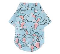 Polo d'été à boutons pour chien Motif éléphants mignons de dessin animé doux, léger et respirant Parfait pour un usage quotidien et des séances photo