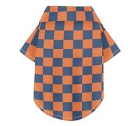 Polo d'été à carreaux américains oranges et bleus pour chien avec col boutonné, respirant, cool, vêtements pour animaux domestiques, vêtements pour chiots, parfaits pour un usage quotidien et des