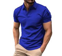 Polo d'été à col à revers pour homme - Polo à manches courtes avec poche pour bras, coupe ajustée - T-shirt de golf décontracté pour un usage quotidien, le travail et les activités de plein air, bleu