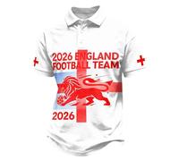 Polo d'été à manches courtes et col grand-père pour homme Coupe du monde d'Angleterre 2026 avec boutons anti-humidité, rouge pastèque, XL