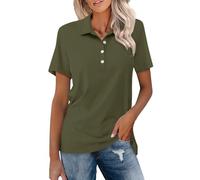 Polo d'été à manches courtes pour femme - Style décontracté - Avec un quart de bouton - En coton classique - Pour le sport, le golf, le tennis, ag, S