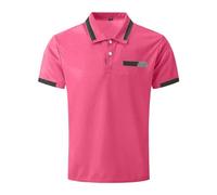 Polo d'été à manches courtes pour homme avec 2 boutons - Décontracté - Chemisier d'affaires, Polo rouge pastèque pour homme, XL