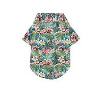Polo d'été coloré à motif de fleurs hawaïennes pour chien, boutonné, respirant, frais, à manches courtes, parfait pour un usage quotidien et des séances photo, taille 2XL