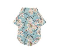 Polo d'été pour chien à motif de fleurs de cerisier japonais, doux, léger et respirant, à manches courtes, parfait pour un usage quotidien et des séances photo, taille 4XL