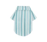 Polo d'été pour chien à rayures en dentelle bleu sarcelle, léger et respirant, à manches courtes, parfait pour un usage quotidien et des séances photo, taille 3XL