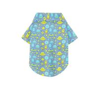 Polo d'été pour chien avec imprimé extraterrestre de l'espace - Imprimé ovni - Bleu - Avec boutons - Doux, léger et respirant - Parfait pour un usage quotidien et des séances photo - Taille 3XL
