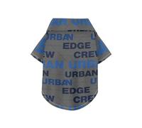 Polo d'été pour chien avec lettres bleues et motif gris, boutonné, respirant, cool, parfait pour un usage quotidien et des séances photo 4XL