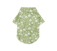 Polo d'été pour chien avec petites fleurs vertes - Boutonné - Léger et respirant - Manches courtes - Pour animal domestique - Parfait pour un usage quotidien et des séances photo - Taille 4XL