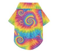 Polo d'été pour chien coloré et teint par nœuds - Léger et respirant - T-shirt à manches courtes - Parfait pour un usage quotidien et des séances photo L-5XL