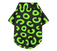 Polo d'été pour chien imprimé léopard vert fluo boutonné respirant à manches courtes T-shirt pour animal domestique Vêtement parfait pour un usage quotidien et des séances photo L-5XL