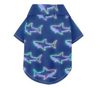 Polo d'été pour chien requin bleu fluo boutonné, léger et respirant à manches courtes pour animal domestique, sweat-shirt pour chiot, chaton, parfait pour un usage quotidien et des séances photo L-5XL