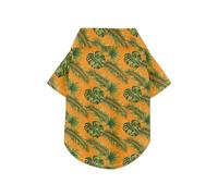 Polo d'été pour chien vert hawaïen avec plantes tropicales oranges, boutonné, léger et respirant, à manches courtes, parfait pour un usage quotidien et des séances photo, taille XXL