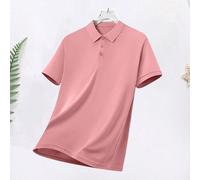 Polo d'été pour hommes, en matériau séchage rapide, coupe 3D, ajusté et slim, convient pour les affaires et les loisirs, c'est le meilleur cadeau pour les hommes rose sport L,M,S,XL,XSUnicoloreTissu t