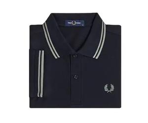 Polo double liserÃ© Fred Perry Bleu XL