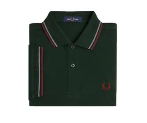 Polo double liserÃ© Fred Perry Vert S