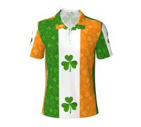 Polo élégant à manches courtes pour homme avec imprimé drapeau irlandais - T-shirts anti-humidité, pour le golf et les tenues décontractées, noir, Taille M