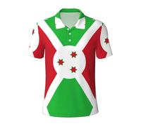 Polo élégant à manches courtes pour homme Motif drapeau du Burundi, noir, Taille M