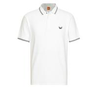 Polo en coton blanc uni à coupe regular fit avec des rayures sur les manches S