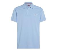 Polo en coton bleu uni coupe droite avec un col boutonné et nom de la marque L