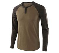 Polo en coton pour homme à manches longues - Haut de golf décontracté à manches longues - Couleur unie - Haut de tennis en bas - Polos de golf aux couleurs contrastées - Polo décontracté, a-marron,