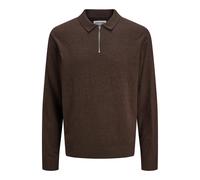 Polo en maille 1/2 zip manches longues Jack & Jones Emil Marron L