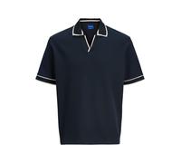 JACK & JONES Polo en Tricot à col en V et Rayures contrastées, Couleurs:Bleu-Marine, Size:XXL