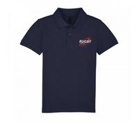 Polo enfant - NPZ - Rugby - Manches courtes - Bleu marine - 100% Coton peigné prérétréci 3-4 ans
